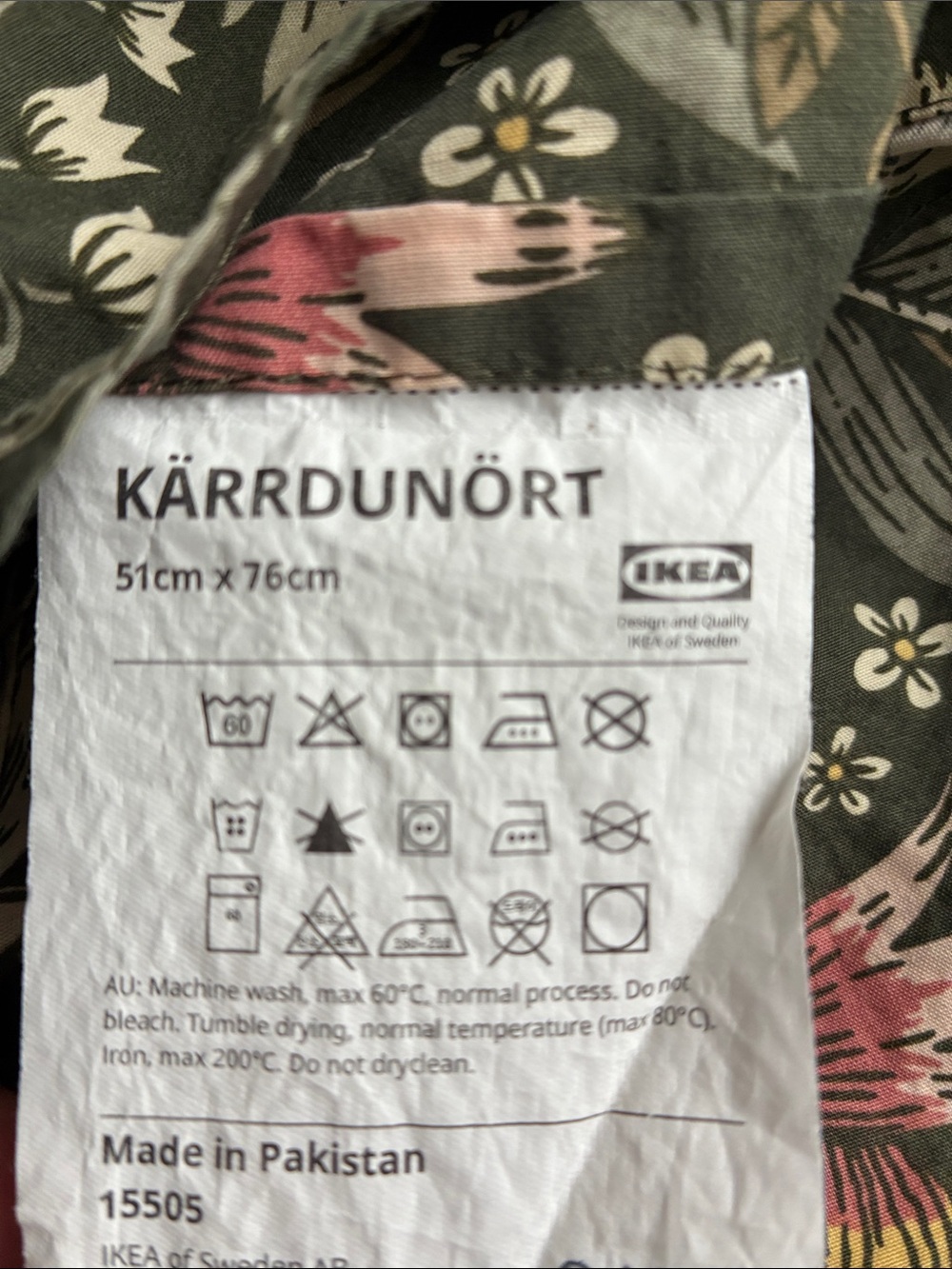 Ikea Karrdunort Floral Print Cotton Duvet Cover and Shams Queen - Picture 2 of 4